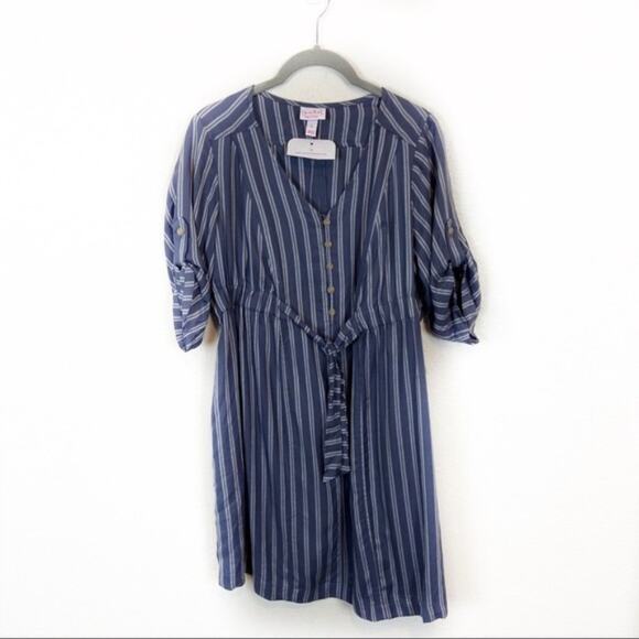 Isabel Maternity Dress Women's Size Small Gray White Stripe New Oversize Slouchy - Picture 2 of 13